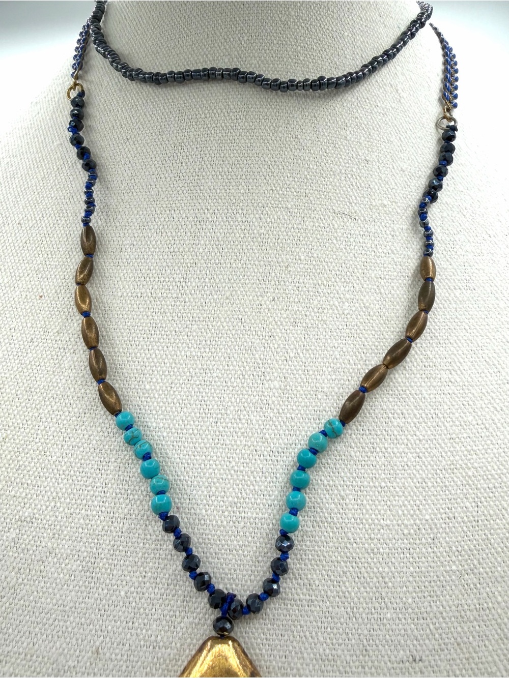 Bohemian-style Striking Royal Blue Long Tassel Necklace Fringe Gypsy Arrows - Picture 4 of 7